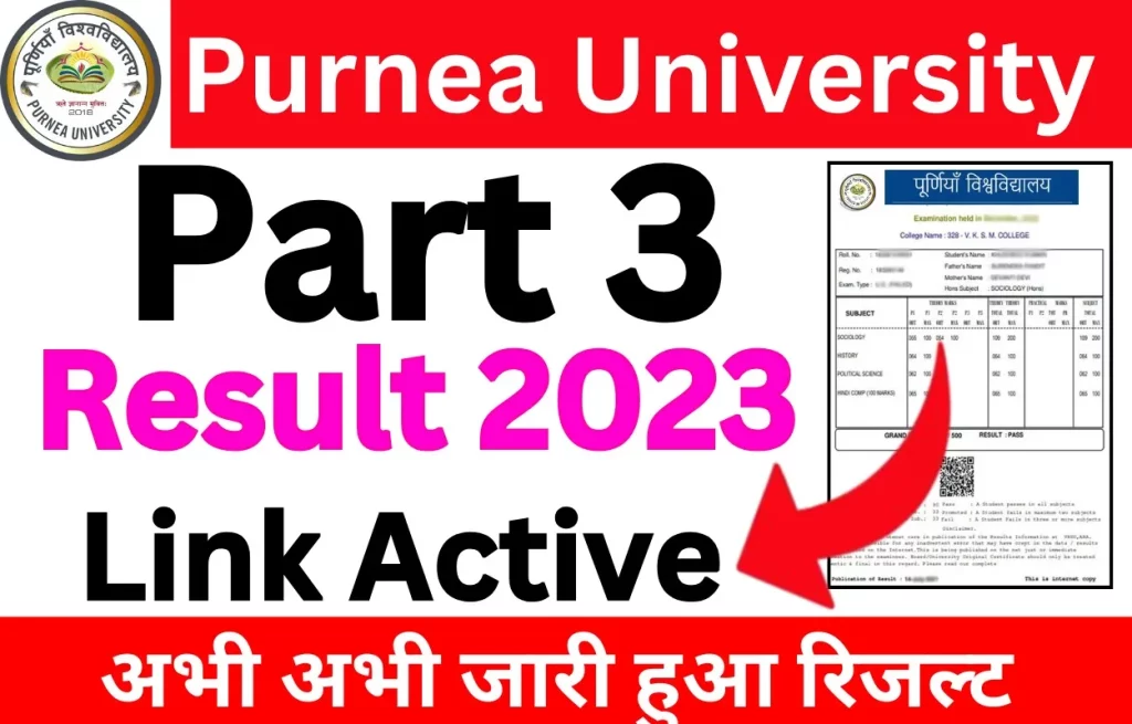 Purnea University Part 3 Result 2023