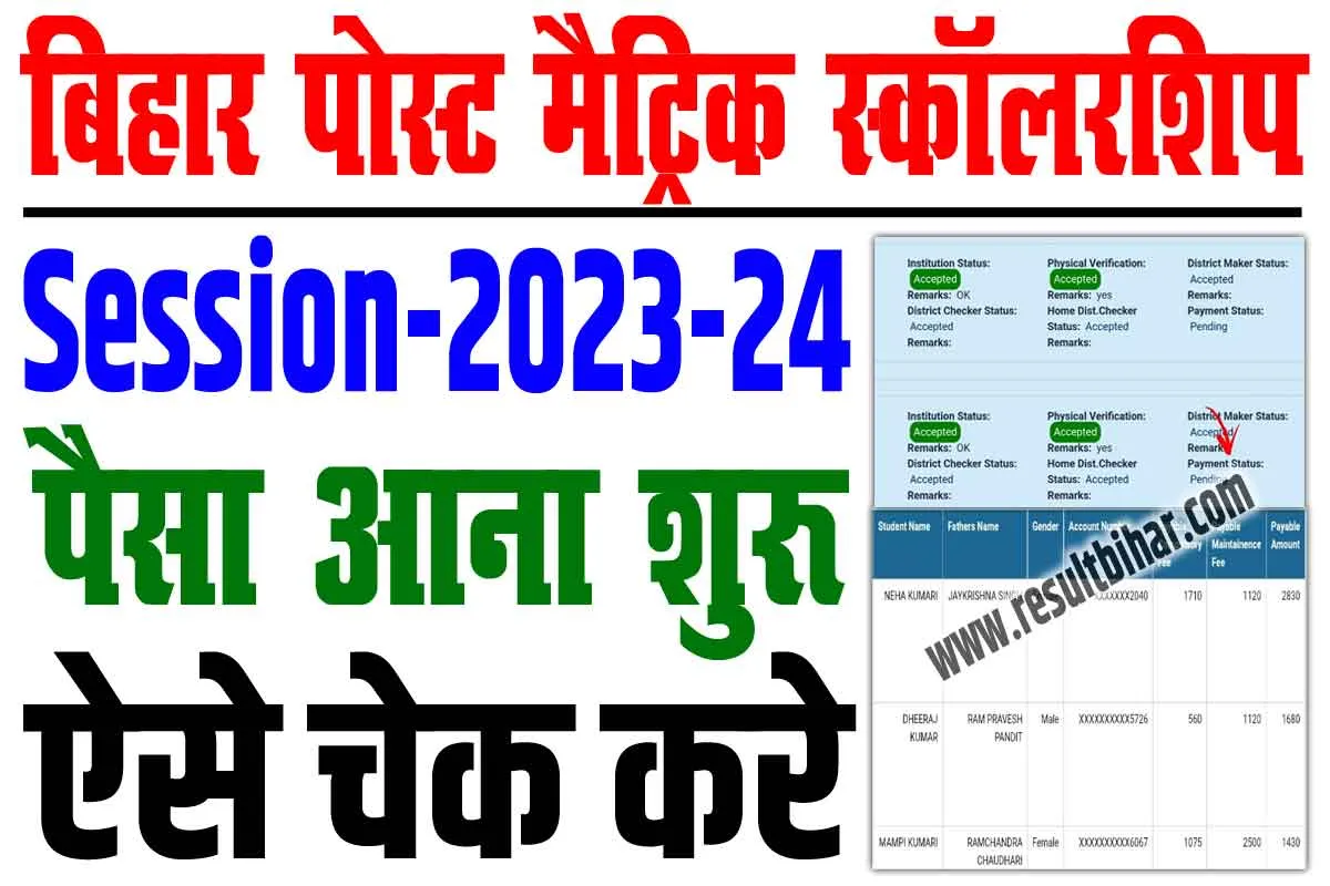 Bihar Post Matric Scholarship Status 2024